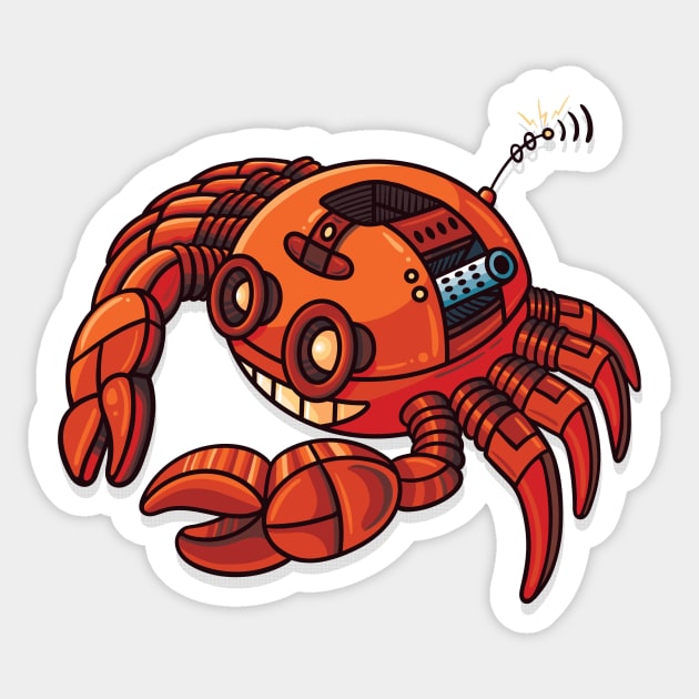 Crab Bot Sticker by Moe Tees